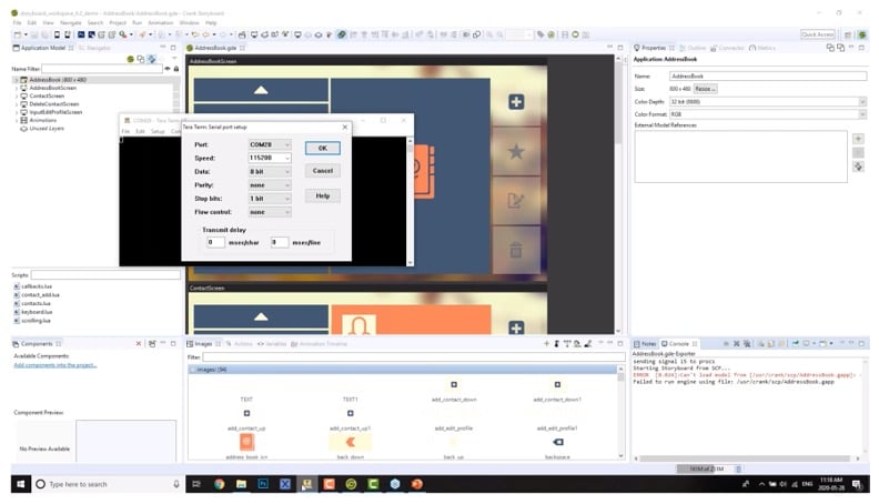 Storyboard serial port connection set up