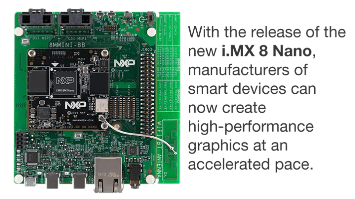 With the release of the new i.MX 8 Nano, manufacturers of smart devices can now create high-performance graphics at an accelerated pace.