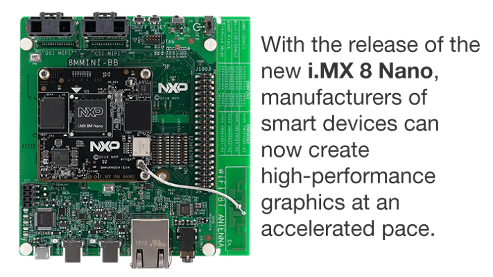 With the release of the new i.MX 8 Nano, manufacturers of smart devices can now create high-performance graphics at an accelerated pace.