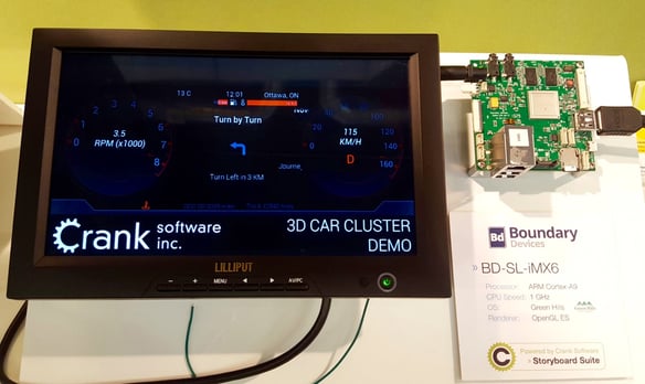 Crank Storyboard Suite cluster demo running on Boundary iMX6