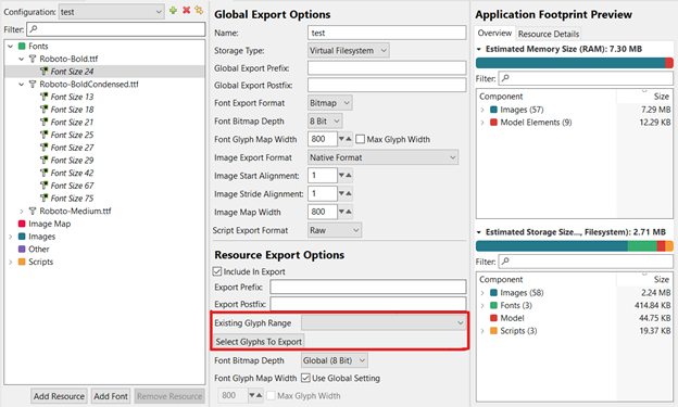 Storyboard Application Footprint Preview dialog