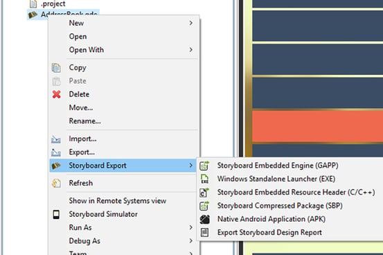 Storyboard Export menu