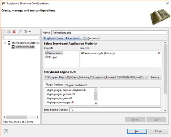 Storyboard Simulator Configurations