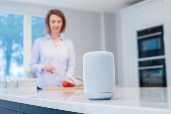 Voice assistant being used in smart kitchen